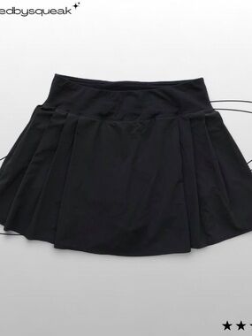 Lululemon Black Side Pleat High Rise Pleated Tennis Mini Skirt Skort 4 Small